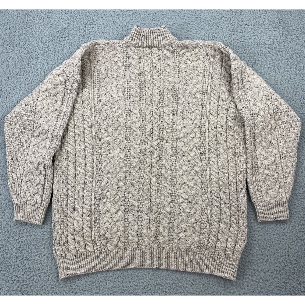 Carraig Donn Ireland Mens XXL Cable Knit 100% Wool 1/4 Zip Fisherman Sweater NWT - Picture 5 of 14